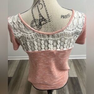 Women's Pink Lace Detail Top